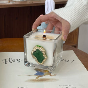 Green Crystal Embellished Candle