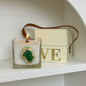 Green Crystal Embellished Candle