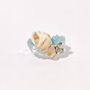 Vintage Beach Natural Aquamarine Shell Ring
