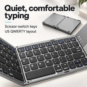 Folding keyboard with scissor-switch keys and US QWERTY layout