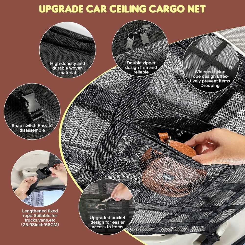 Upgrade Car Ceiling Cargo Net Pocket