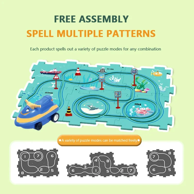 🔥Children&#39;s Educational Puzzle Track Car Play Set🧩