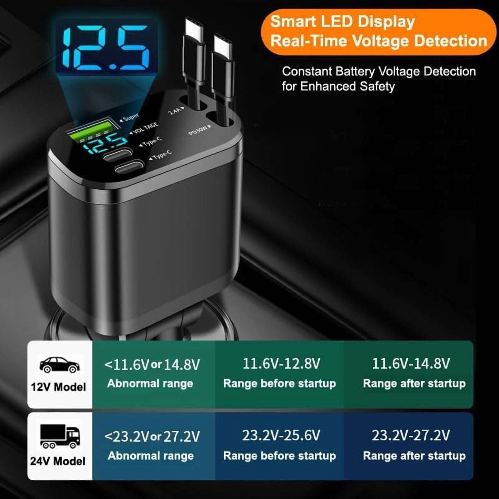 120W 5-in-1 Retractable Car Charger