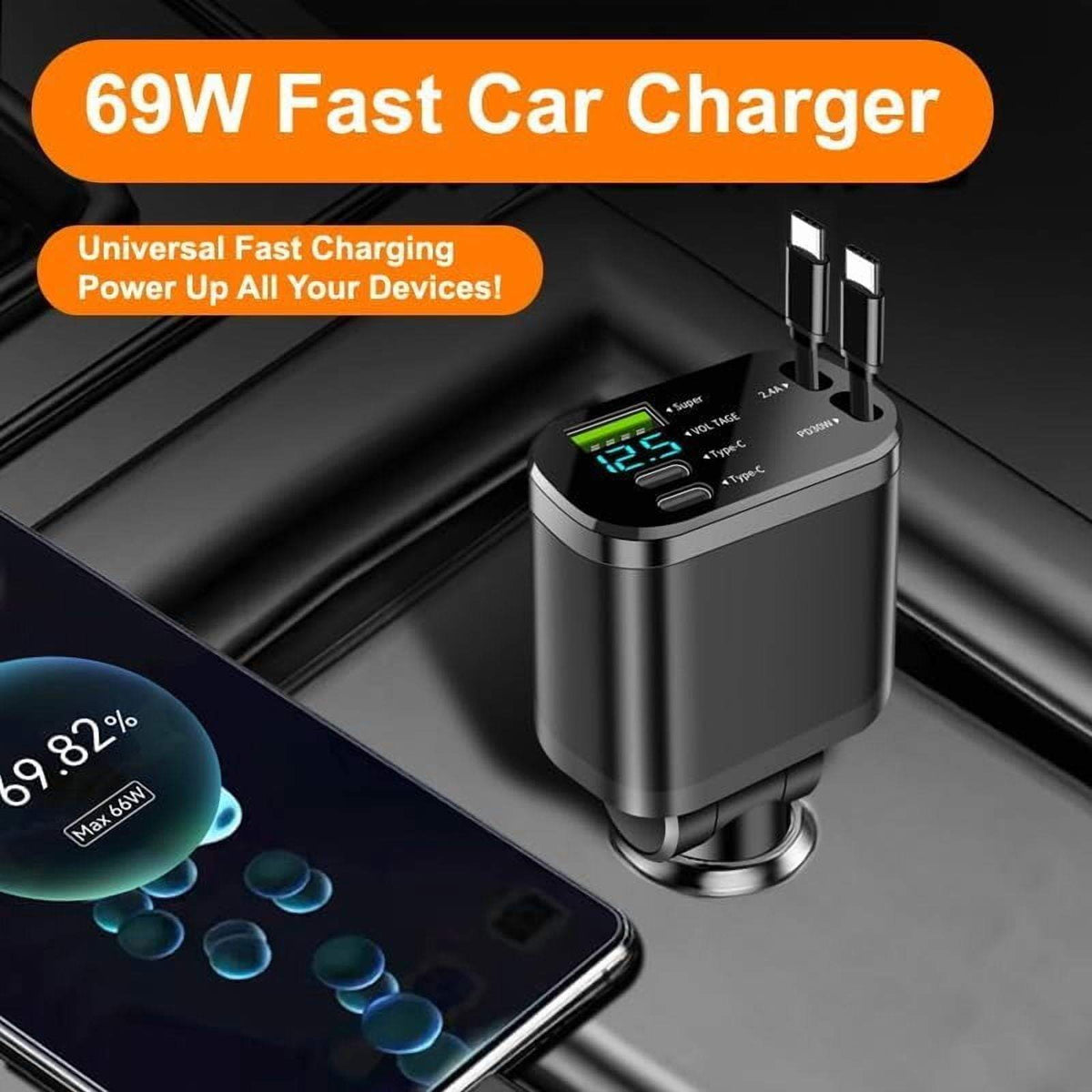 120W 5-in-1 Retractable Car Charger