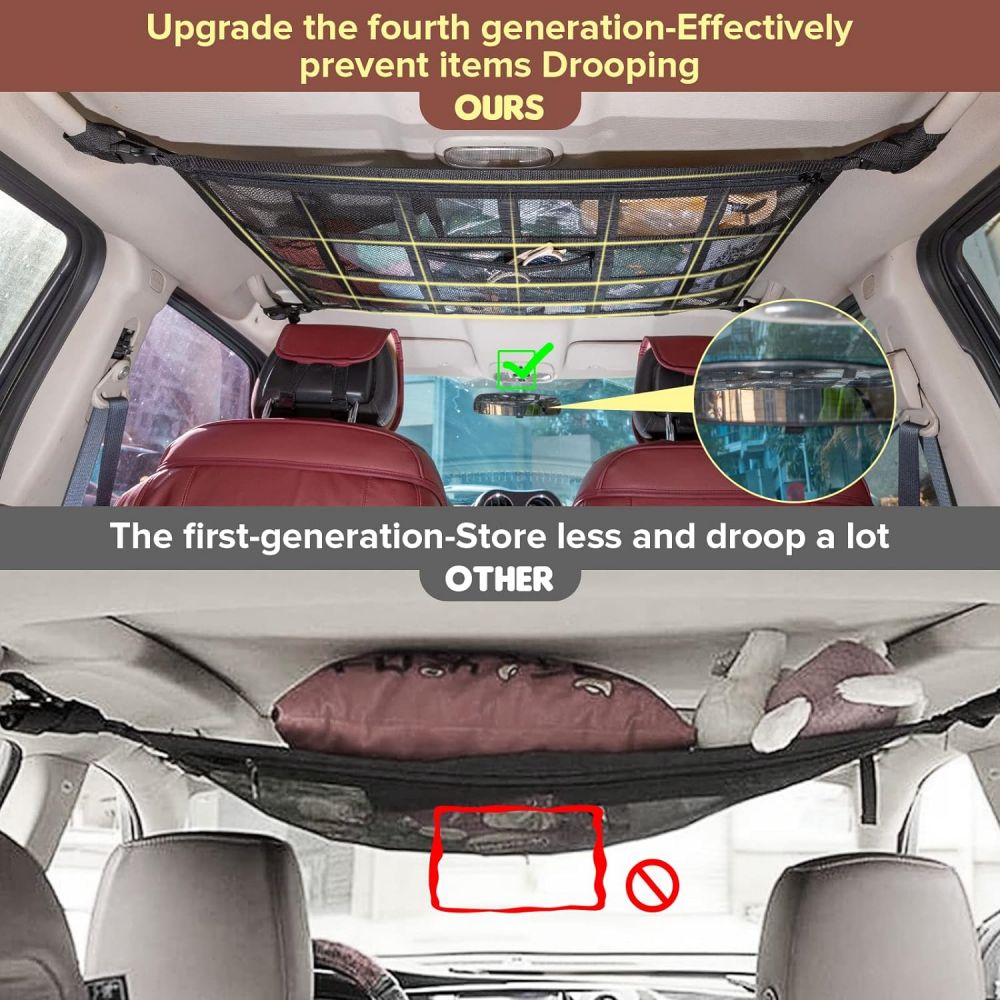 Upgrade Car Ceiling Cargo Net Pocket