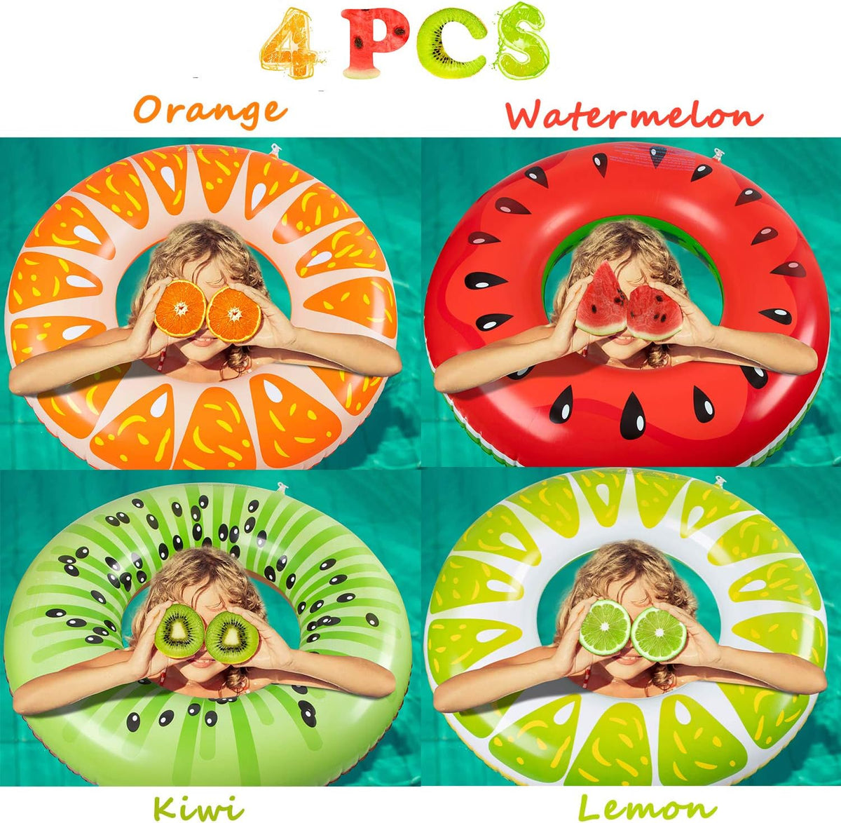 4PCS Fruit Pool Floats - Adult &amp; Child