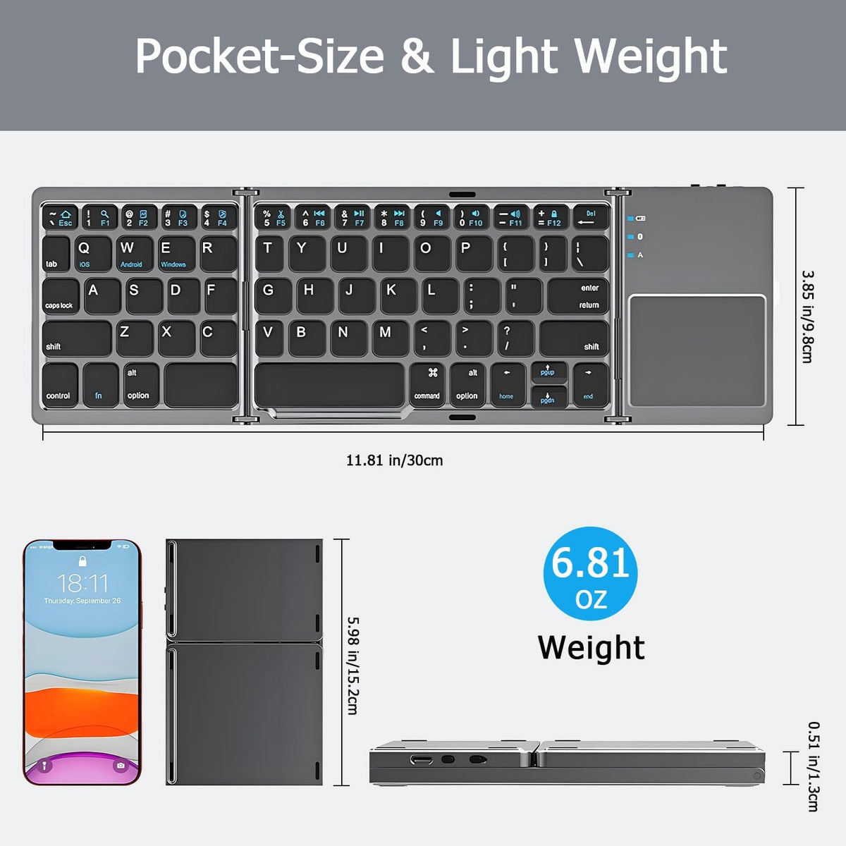 Folding Keyboard with Smart Trackpad