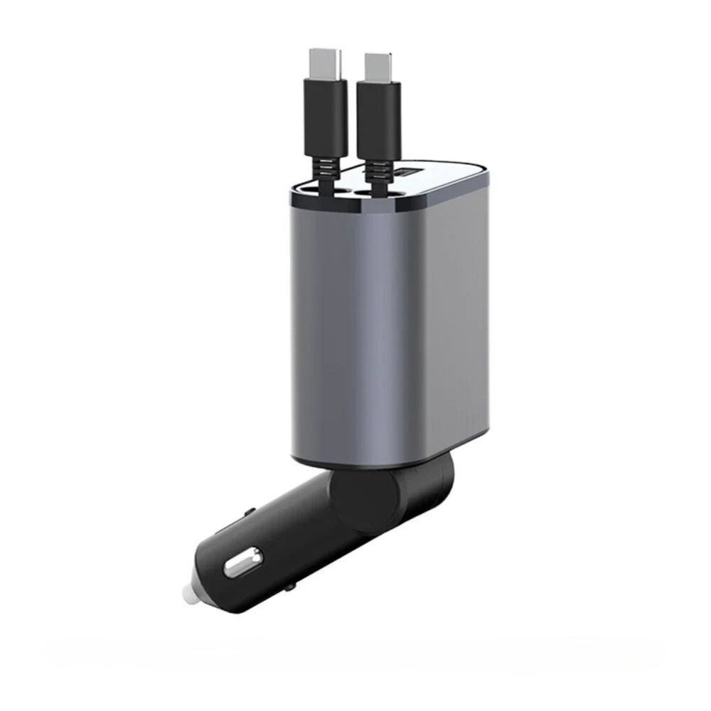 Fast Charge Retractable Car Charger（Apple+Type-C）