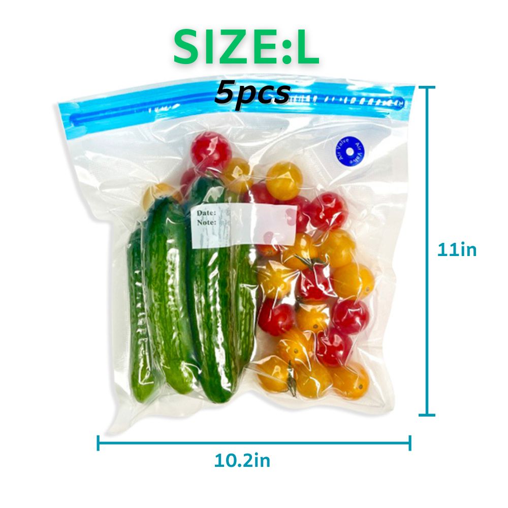 Reusable Vacuum Zipper Bags-L