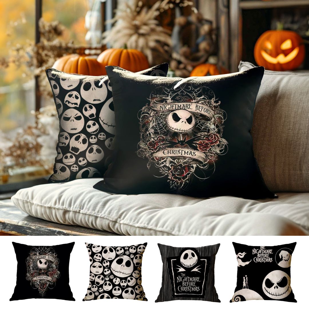 Skeleton Family Series-Halloween Linen Throw Pillow