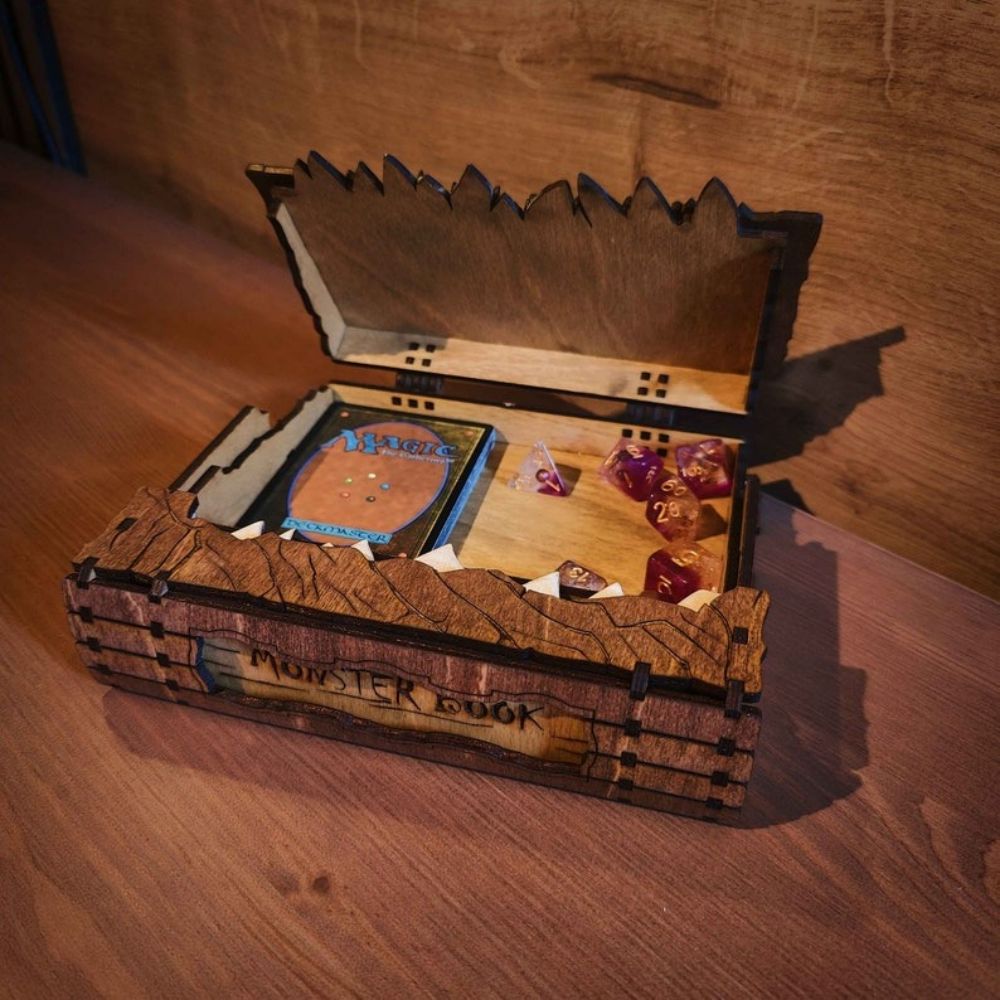 Wooden Monster Book D&amp;D Dice Box