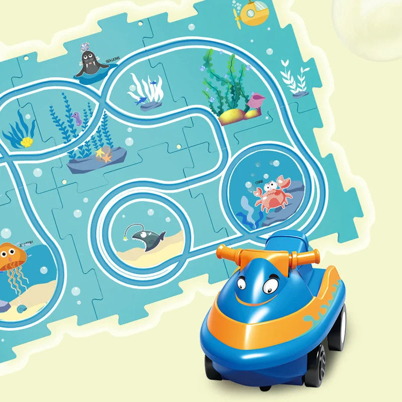 🔥Children&#39;s Educational Puzzle Track Car Play Set🧩