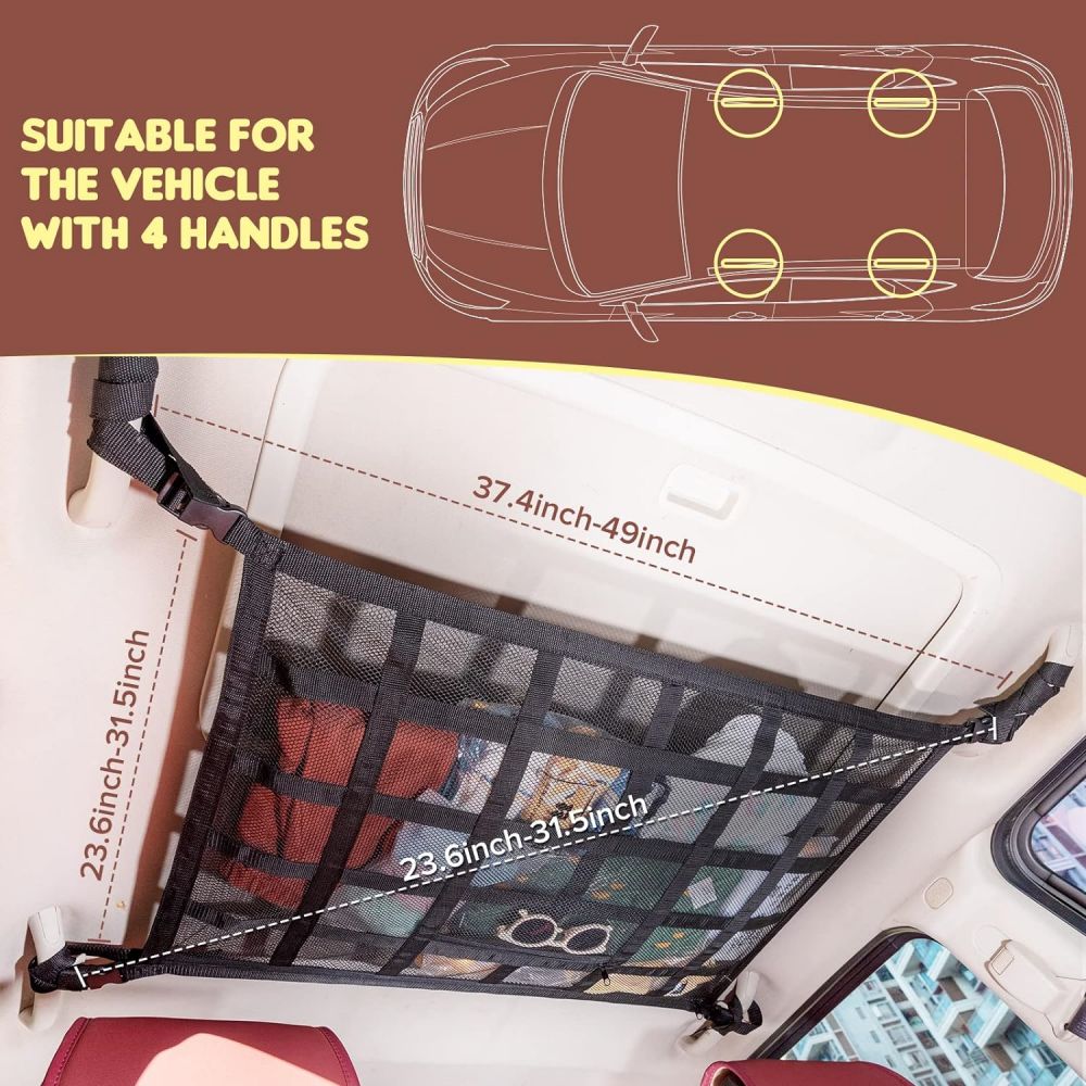Upgrade Car Ceiling Cargo Net Pocket