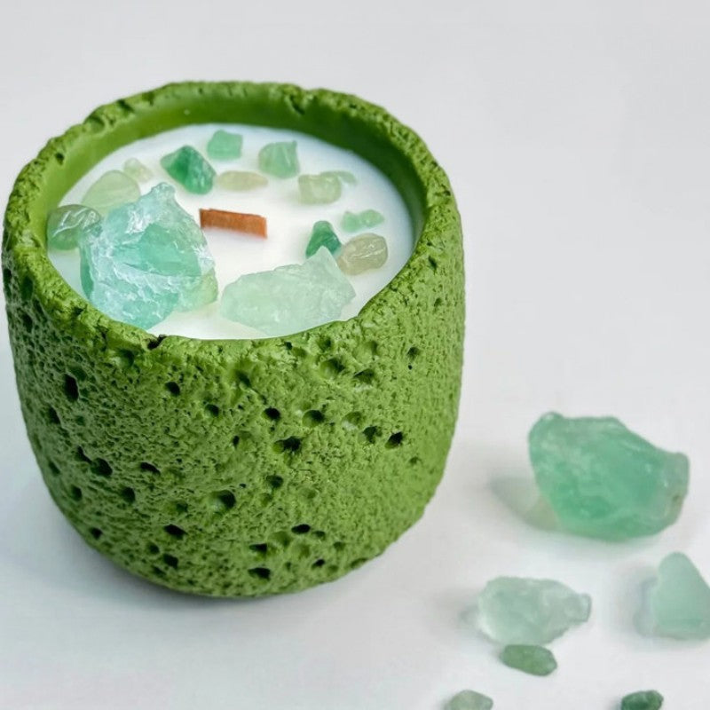 Cement-Style Healing Crystal Soy Candle