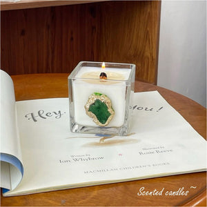 Green Crystal Embellished Candle 