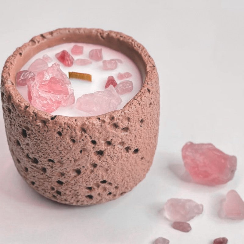 Cement-Style Healing Crystal Soy Candle